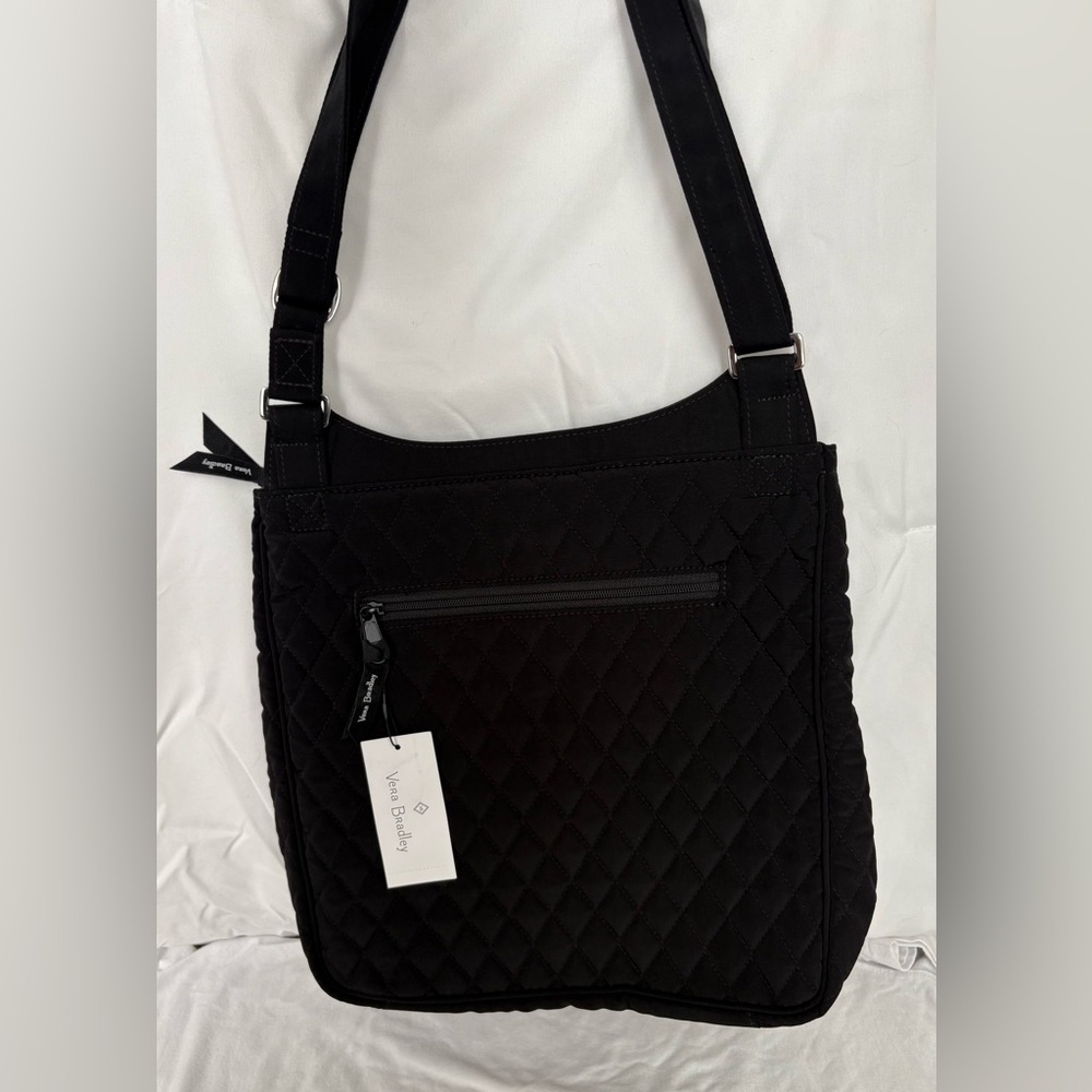 NWT Vera Bradley Black Quilted Shoulder Bag with Adjustable Strap
